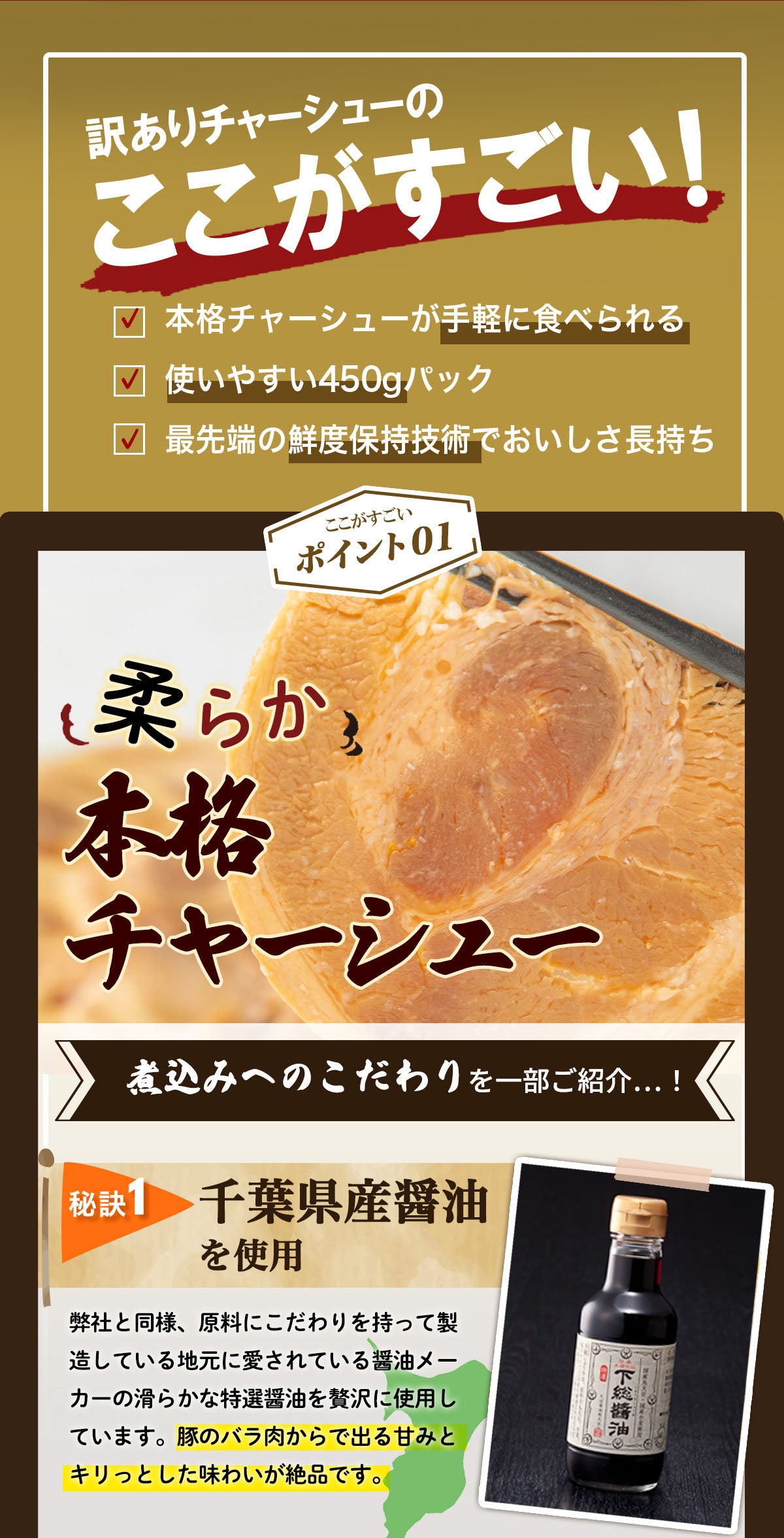 【訳あり】チャーシュー(切り落とし 450g×6パック) 総量2.7kg