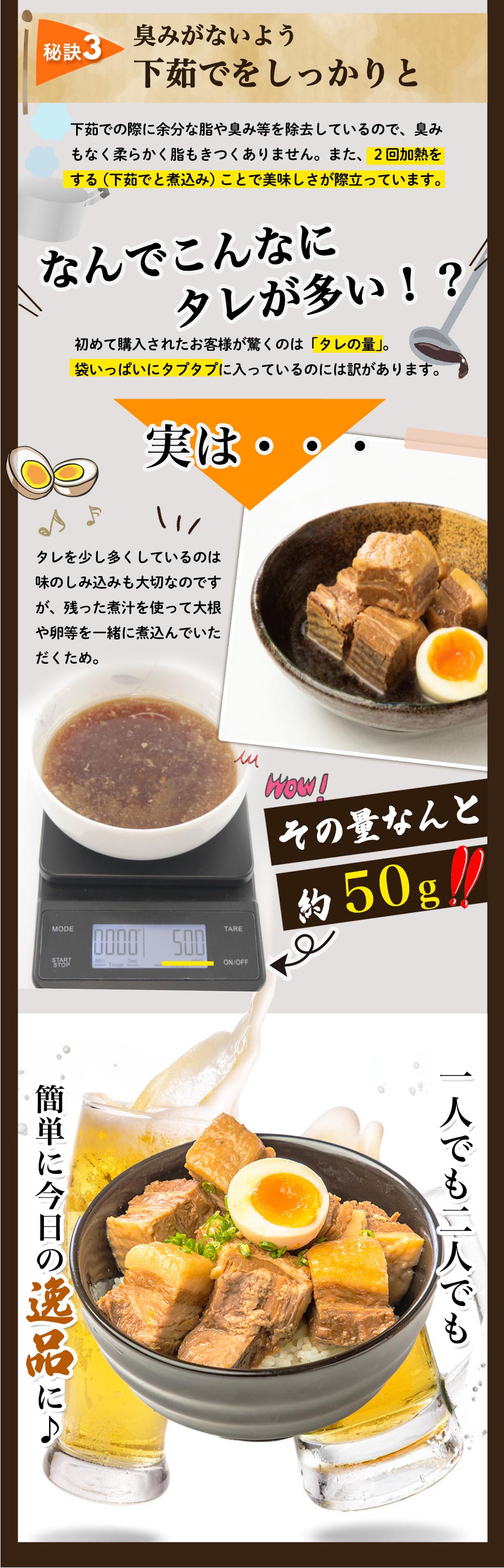やわとろ煮豚セット (チャーシュースライス 150g×2、豚角煮 200g×2)  総量700g