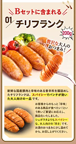フランクセットB 540g(シュポラタフランク200g、スライスベーコン 140g、チリフランク200g)