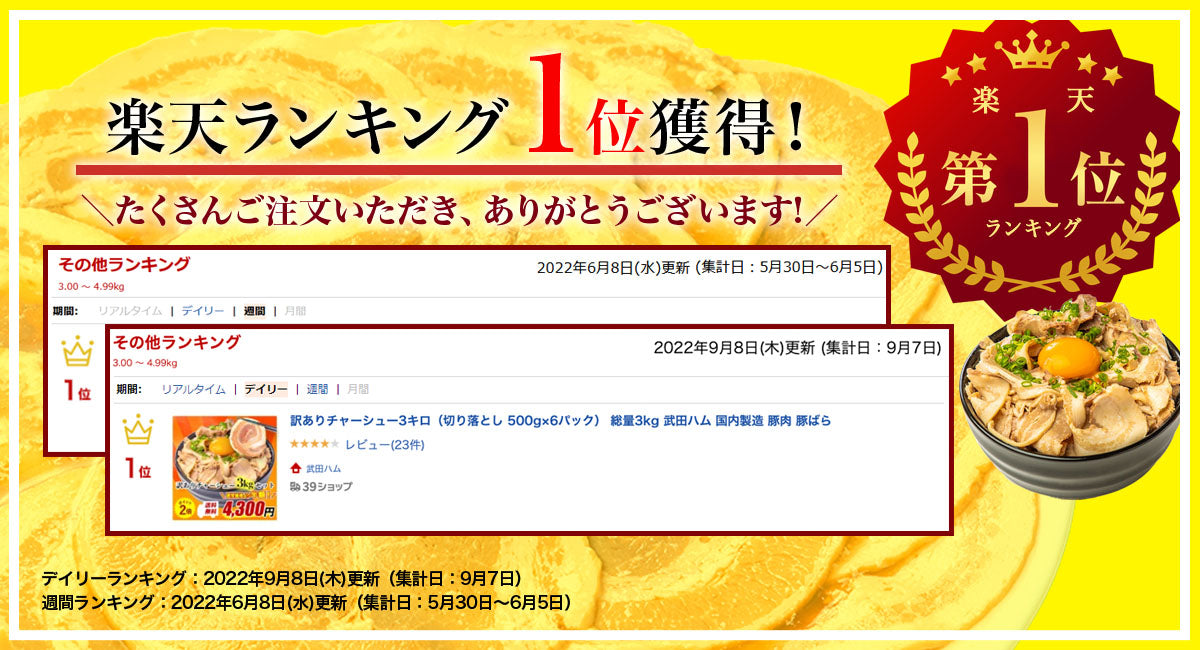 【訳あり】チャーシュー(切り落とし 450g×6パック) 総量2.7kg